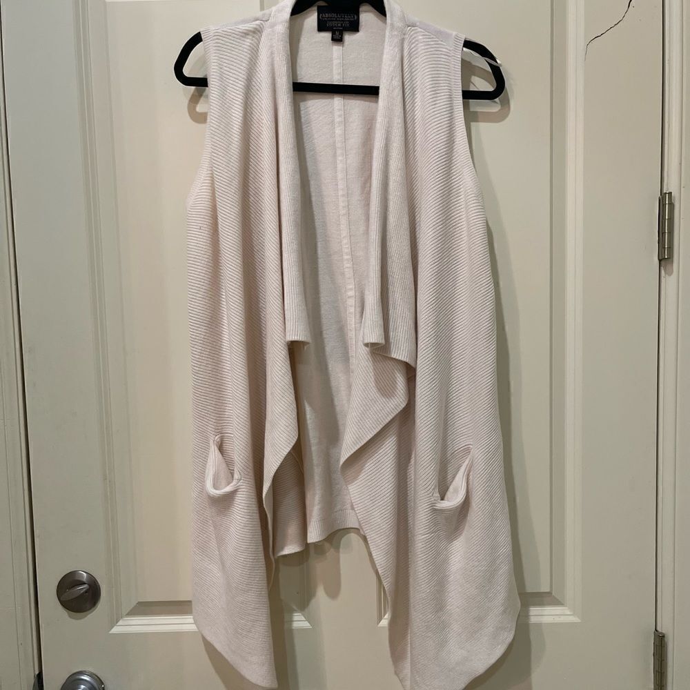 Long Creamy Ruffle Front Cardigan vest!